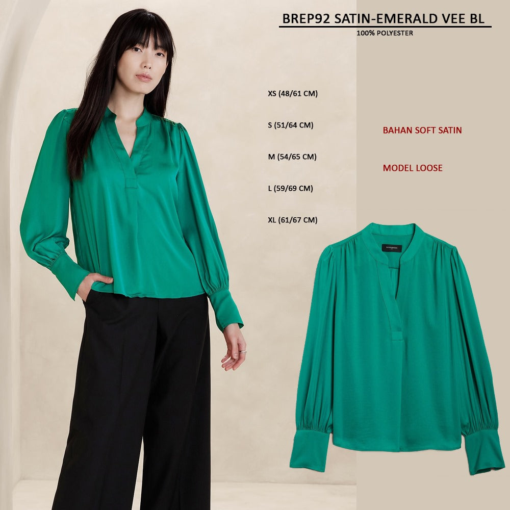 Blouse Wanita Lengan Panjang Soft Satin (BREP92 SATIN VEE BL)
