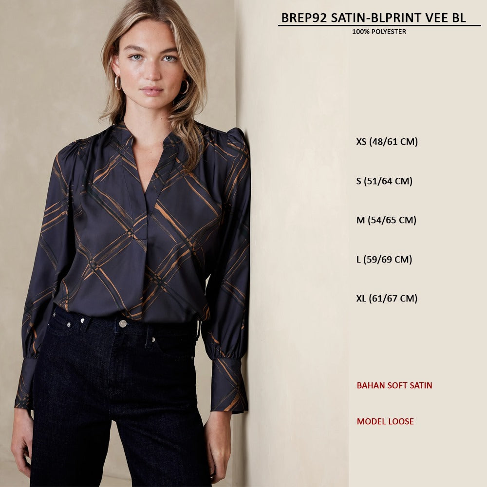 Blouse Wanita Lengan Panjang Soft Satin (BREP92 SATIN VEE BL)