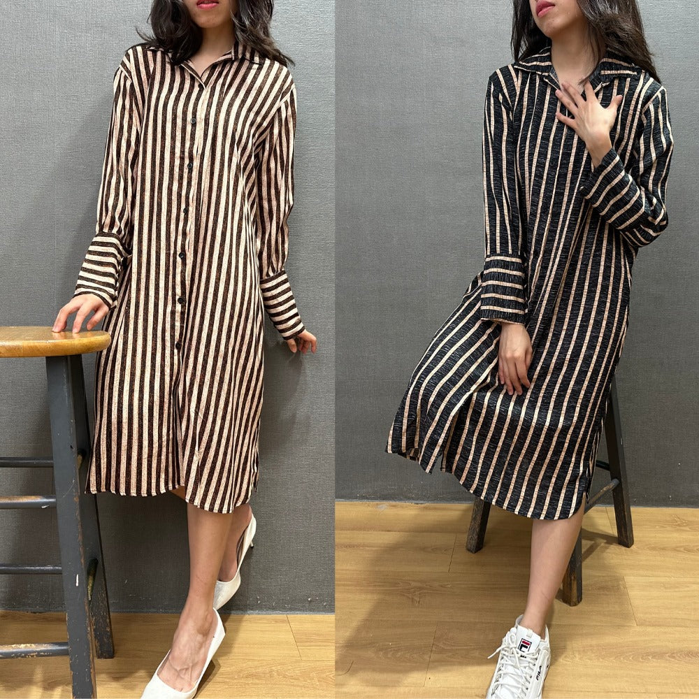 Dress Midi Wanita Lengan Panjang (ZR60 MIDI SHIRT DRESS)