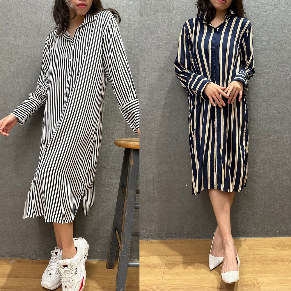 Dress Midi Wanita Lengan Panjang (ZR60 MIDI SHIRT DRESS)