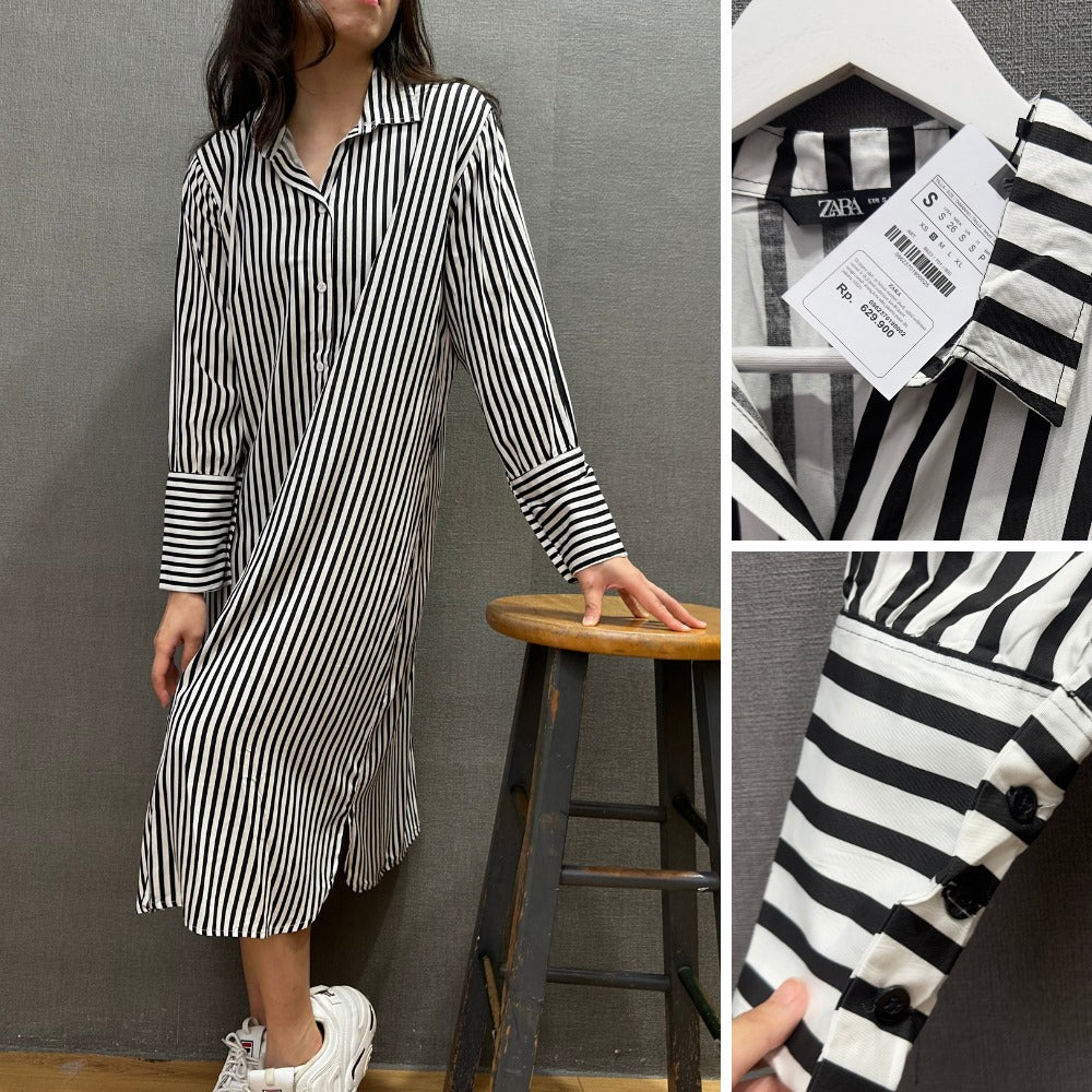 Dress Midi Wanita Lengan Panjang (ZR60 MIDI SHIRT DRESS)