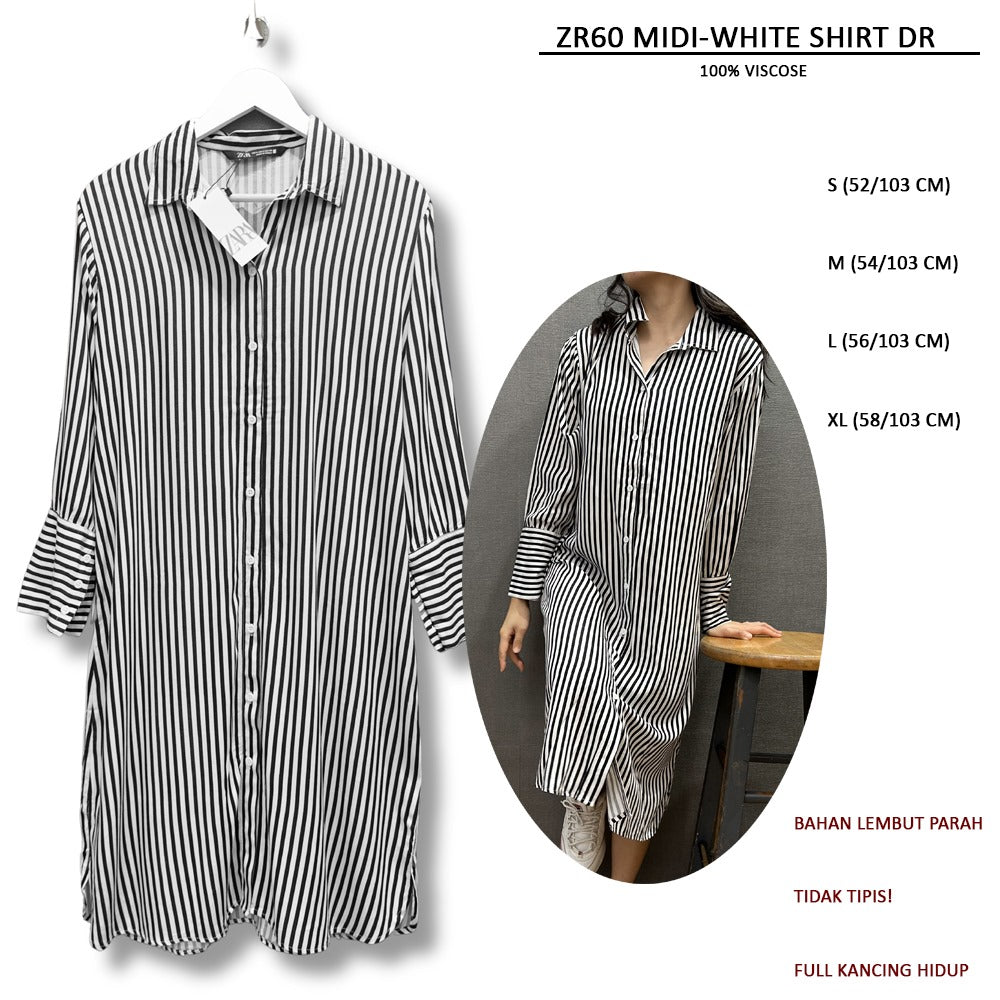 Dress Midi Wanita Lengan Panjang (ZR60 MIDI SHIRT DRESS)