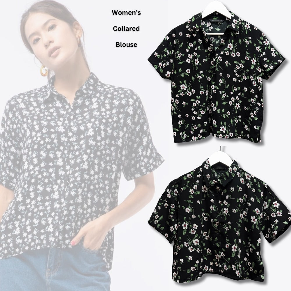Blouse Wanita Lengan Pendek Vneck (EXC08&EXC09 COLLAR BLOUSE)