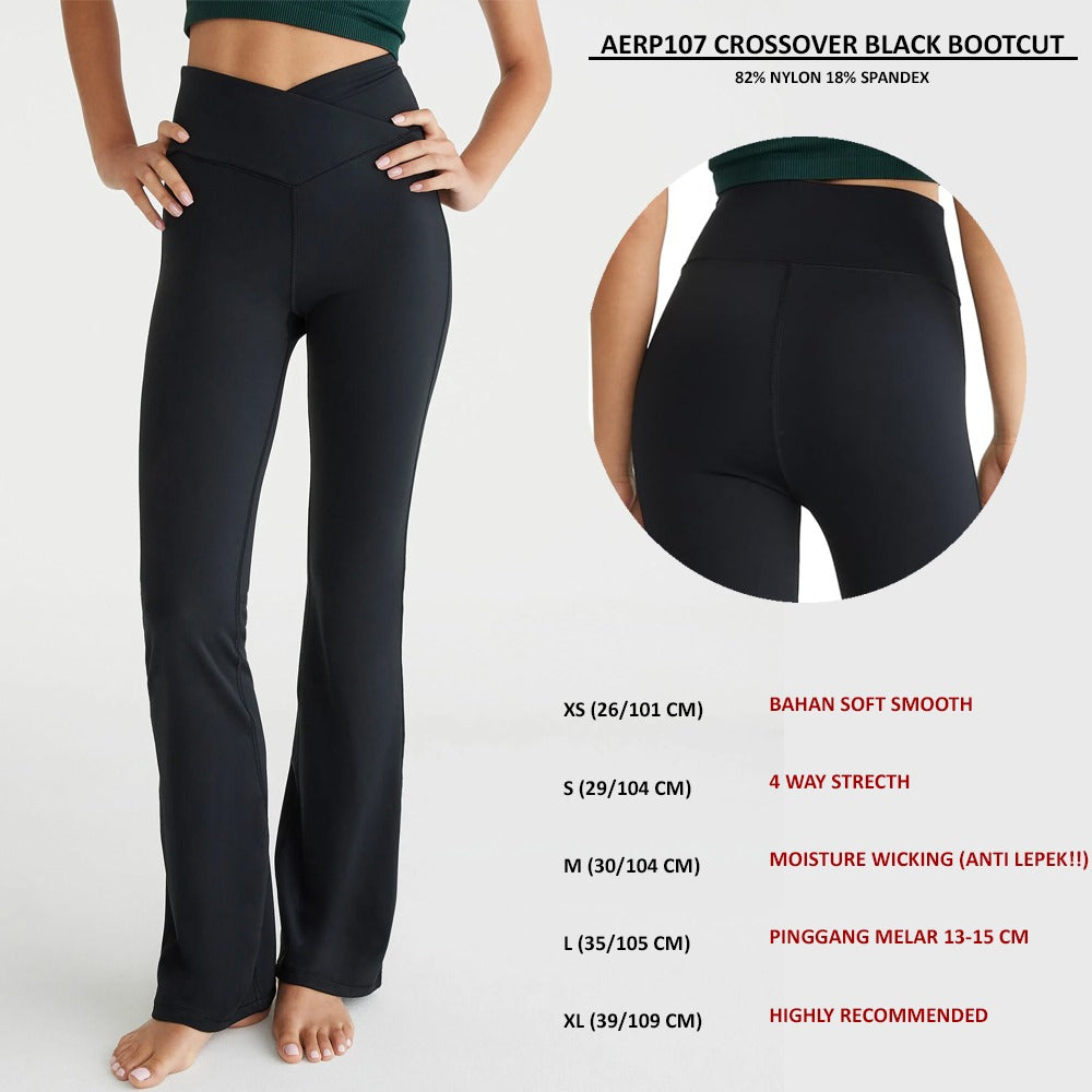 Celana Panjang Bootcut Wanita (AERP107 CROSSOVER BLACK BOOTCUT)
