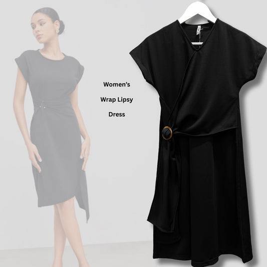 Dress Mini Wanita Lengan Pendek Stretch (NUM61 WARP-BLACK LIPSY DR)