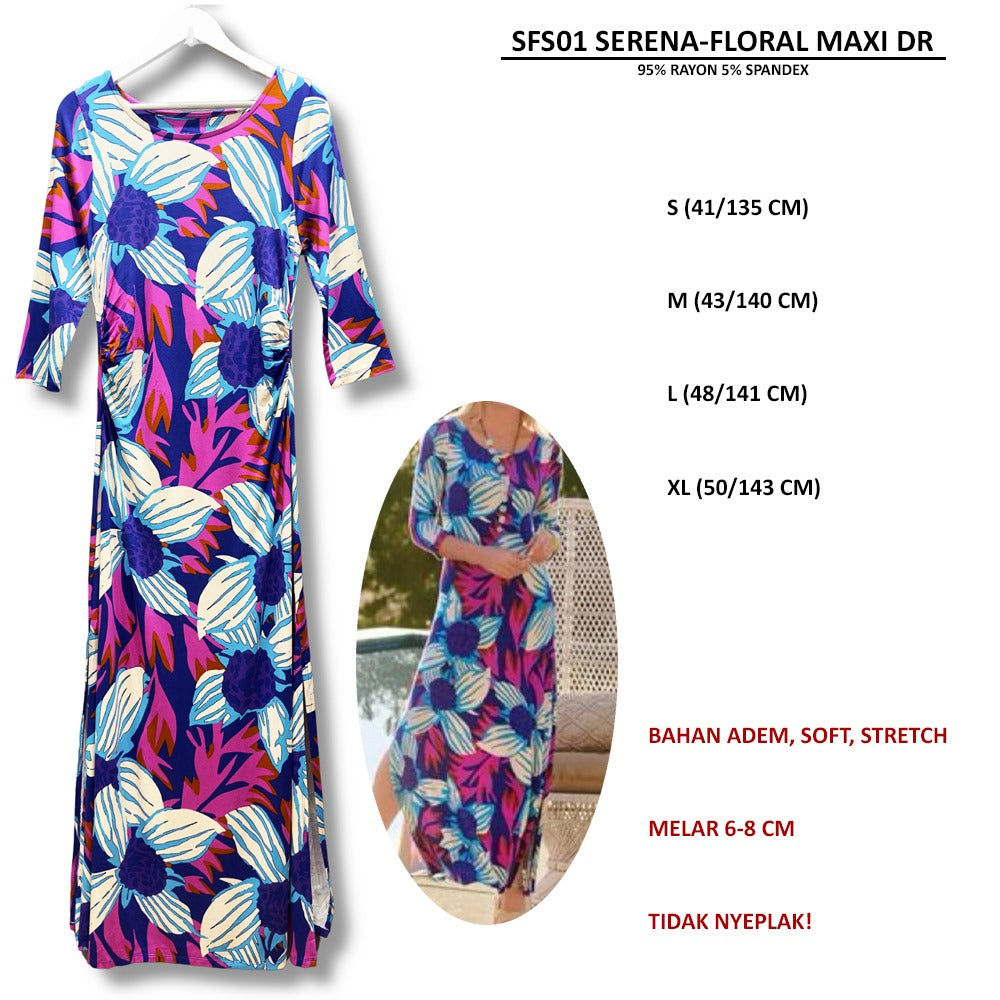 Dress Maxi Wanita Lengan Panjang (SFS01 SERENA-FLORAL MAXI DR)
