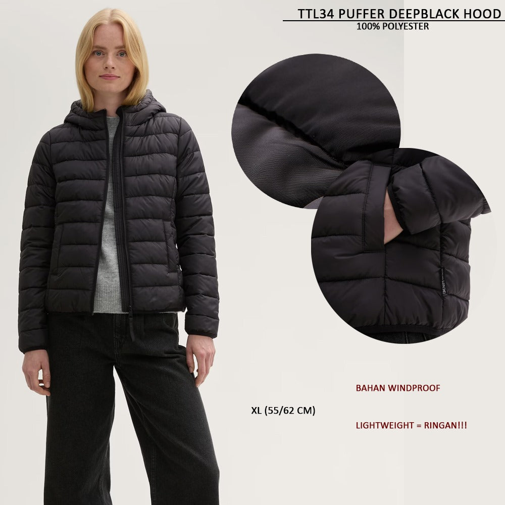 Jacket Wanita Windproof Lightweight (TTL34 PUFFER HOODIE)