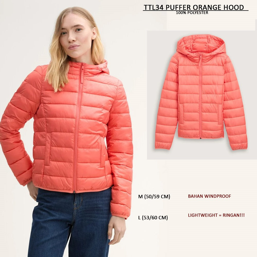 Jacket Wanita Windproof Lightweight (TTL34 PUFFER HOODIE)