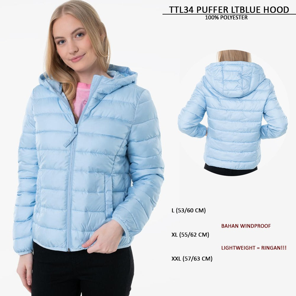 Jacket Wanita Windproof Lightweight (TTL34 PUFFER HOODIE)