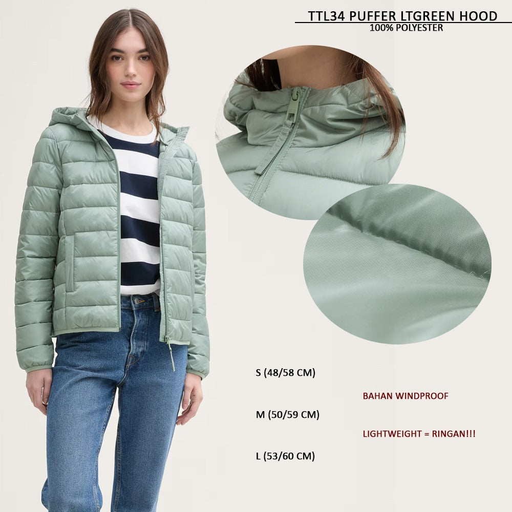Jacket Wanita Windproof Lightweight (TTL34 PUFFER HOODIE)