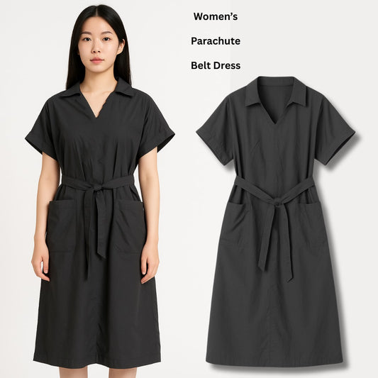 Dress Midi Wanita Lengan Pendek (RCL02 PARACHUTE BELT BLACK DR)