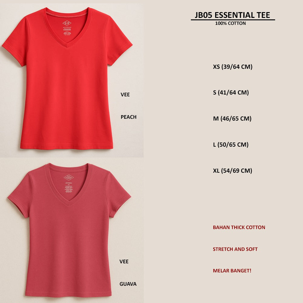 Koas Wanita Lengan Pendek Thick Cotton (JB05 ESSENTIAL TEE)