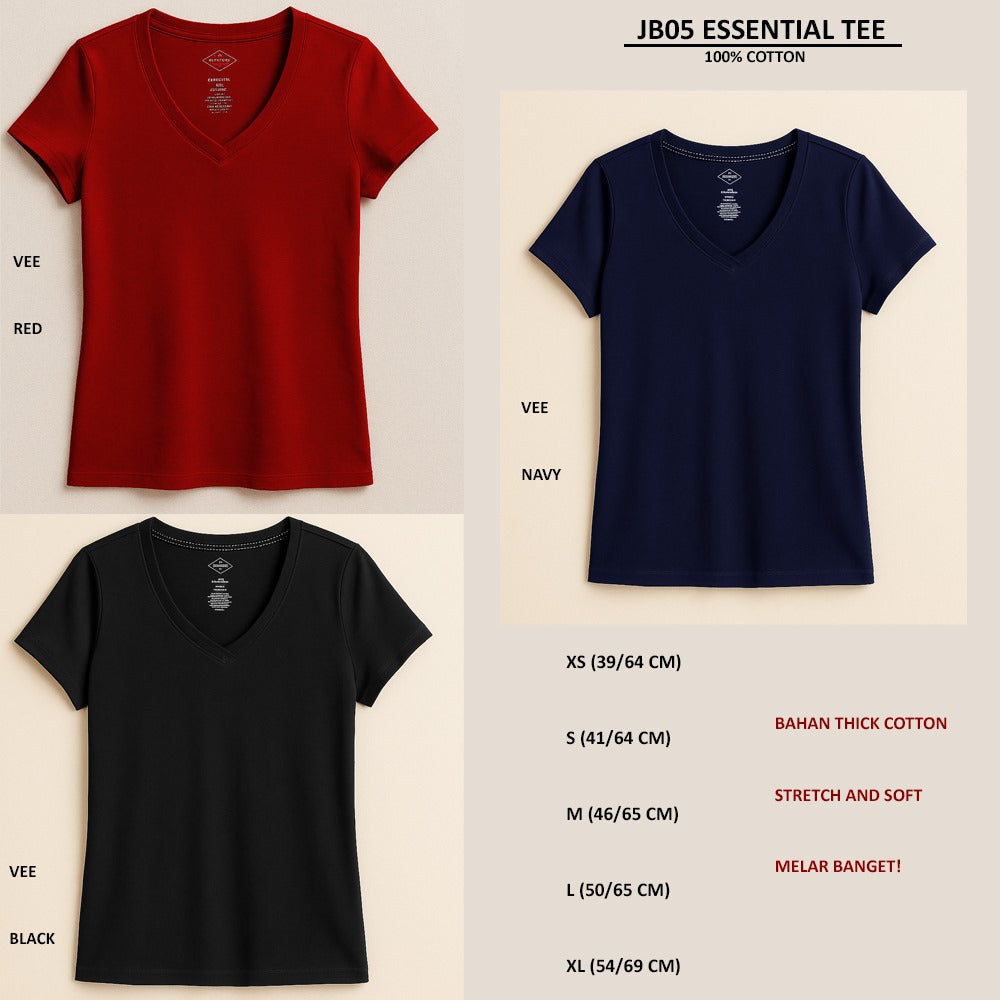 Koas Wanita Lengan Pendek Thick Cotton (JB05 ESSENTIAL TEE)