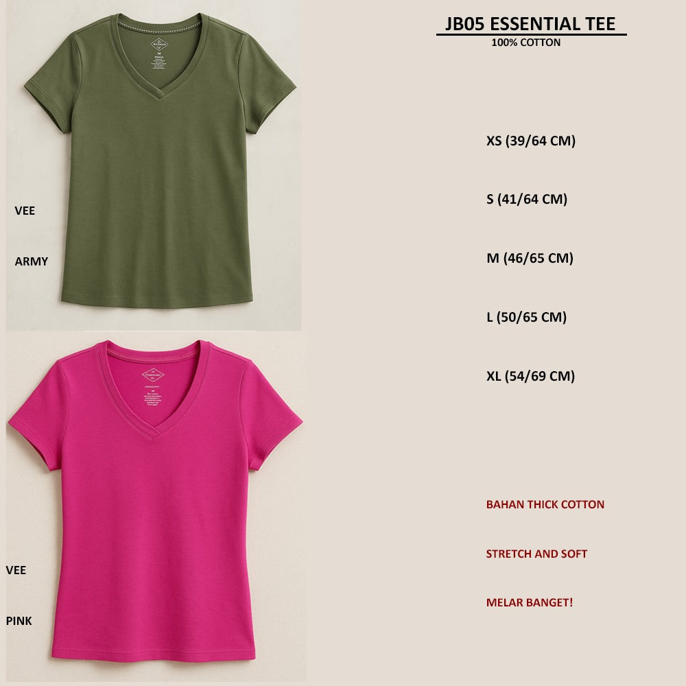 Koas Wanita Lengan Pendek Thick Cotton (JB05 ESSENTIAL TEE)
