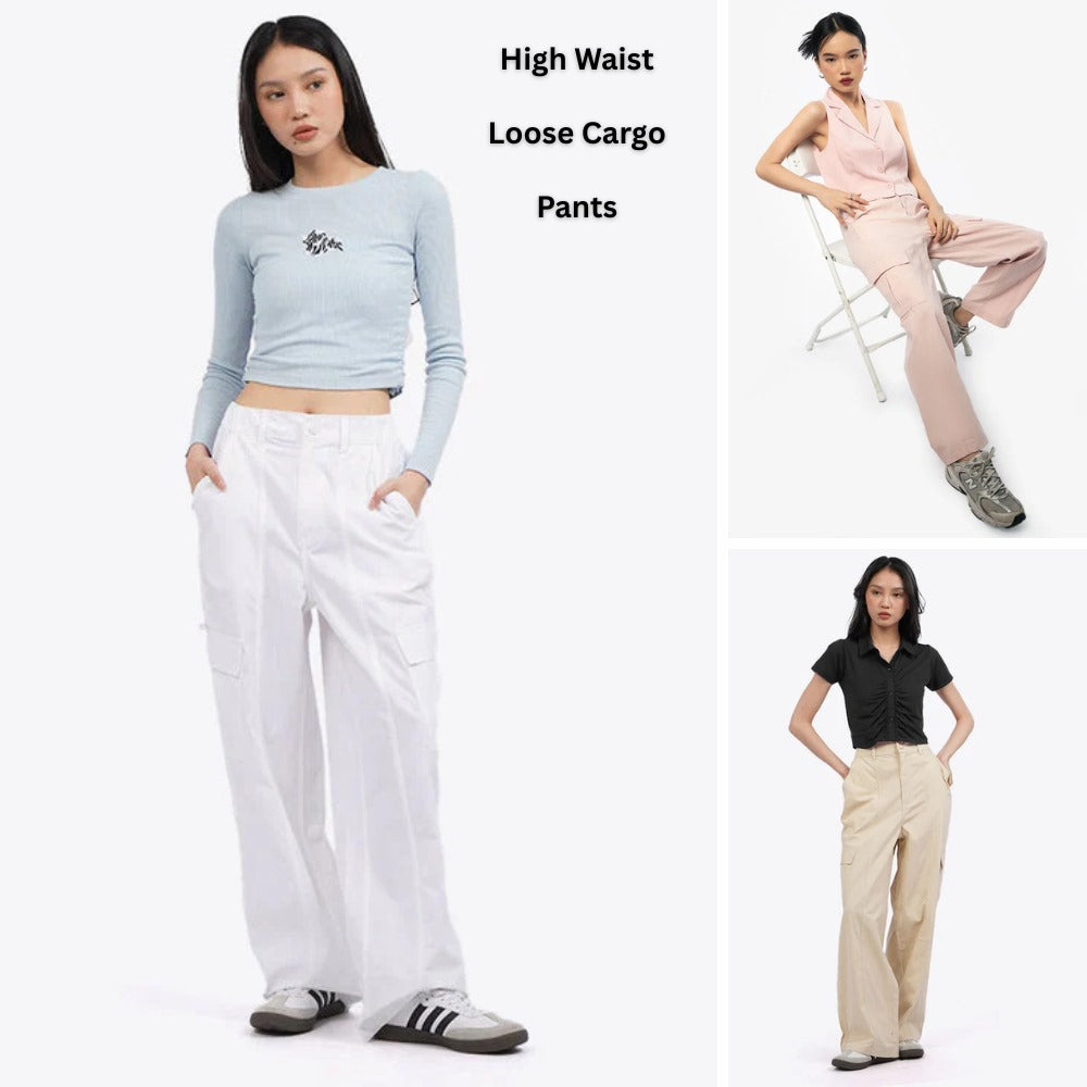 Celana Panjang Cargo Wanita Highrise (CLB07 LOOSE CARGO)
