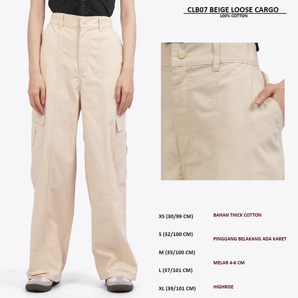 Celana Panjang Cargo Wanita Highrise (CLB07 LOOSE CARGO)