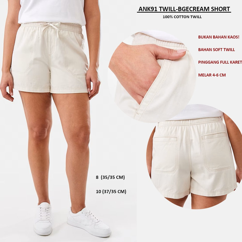 Celana Pendek Wanita Soft Twill (ANK91 SOFT TWILL SHORT)