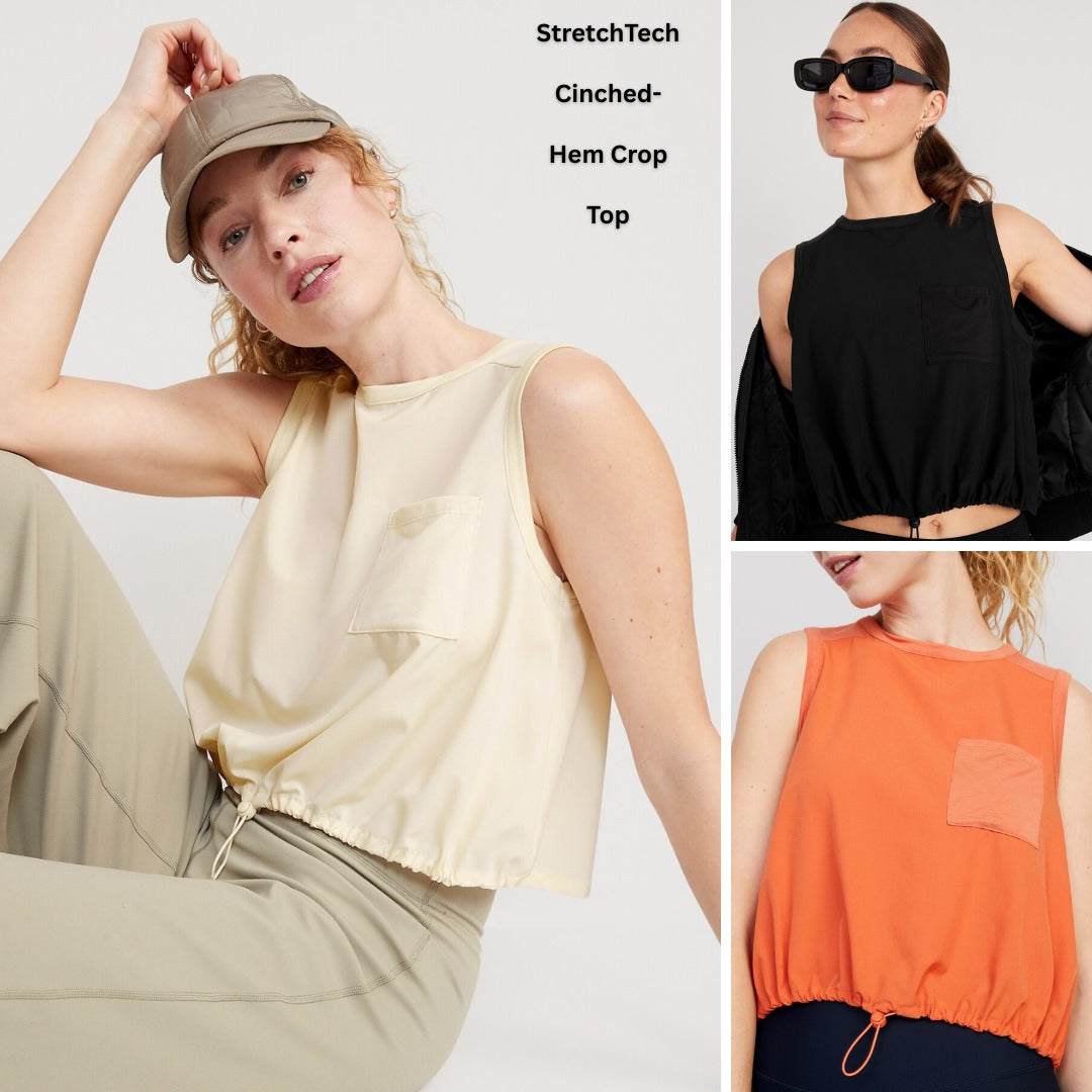 Atasan Crop Wanita Tanpa Lengan (ODN638 STRETCHTECH CROP)