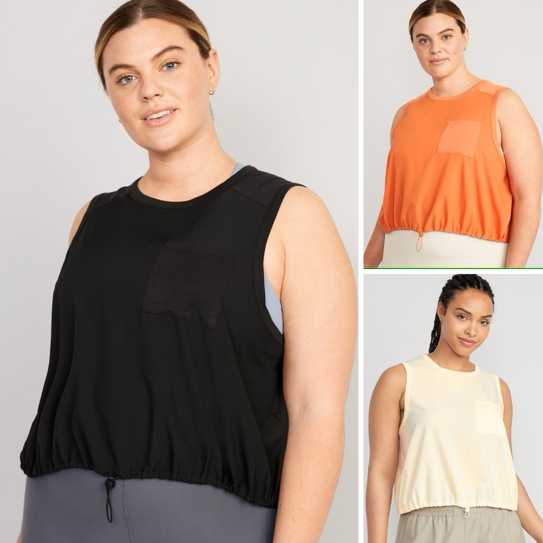 Atasan Crop Wanita Tanpa Lengan (ODN638 STRETCHTECH CROP)