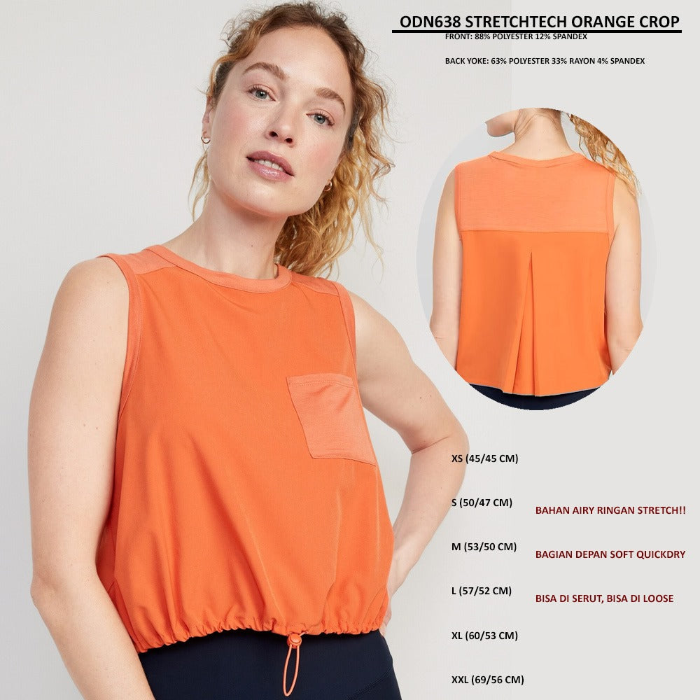 Atasan Crop Wanita Tanpa Lengan (ODN638 STRETCHTECH CROP)