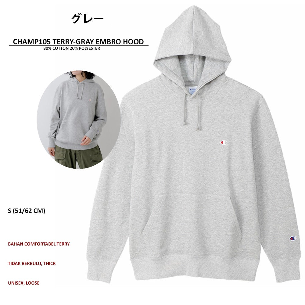 Sweater Hoodie Pria Wanita Terry (CHAMP105 TERRY EMBRO HOOD)
