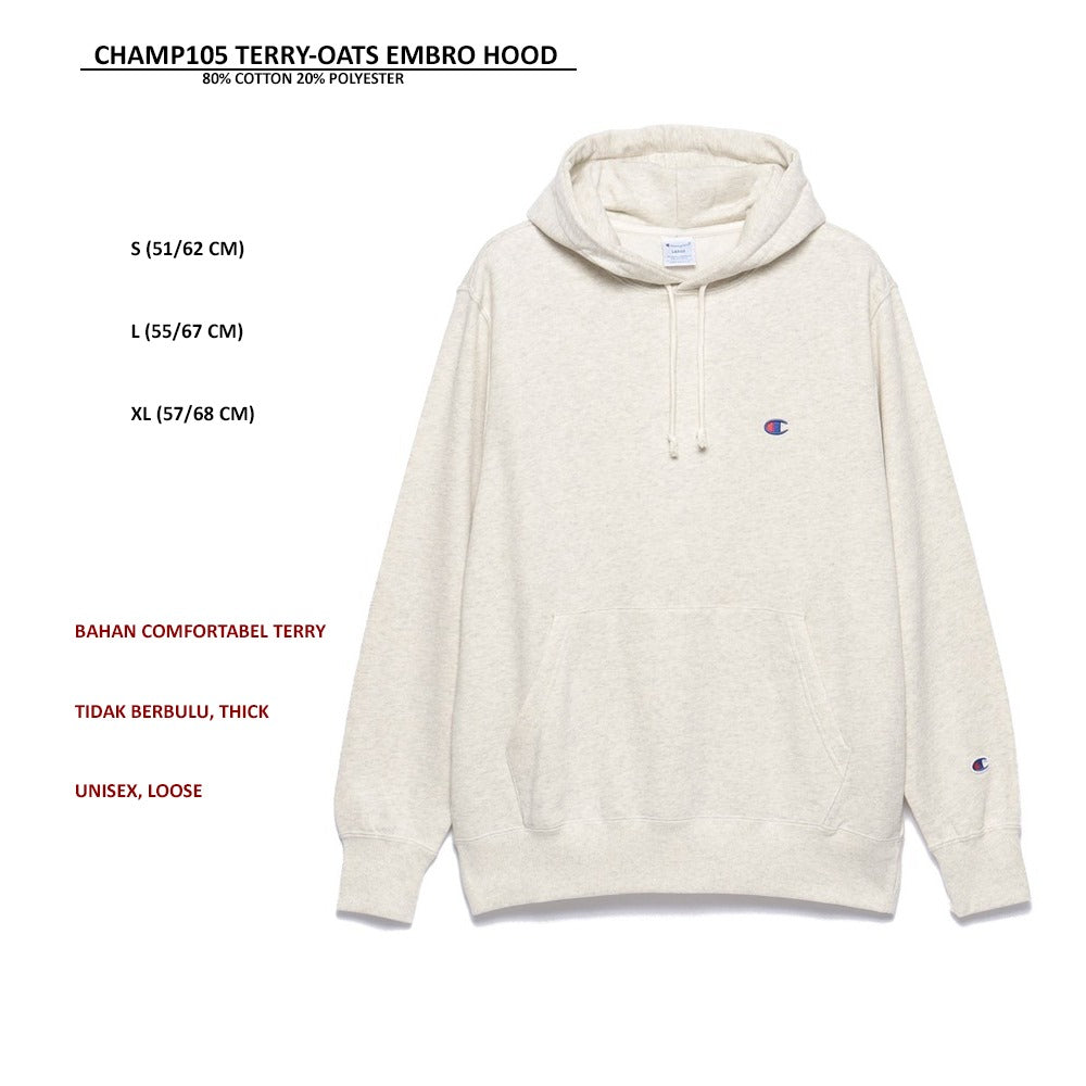 Sweater Hoodie Pria Wanita Terry (CHAMP105 TERRY EMBRO HOOD)