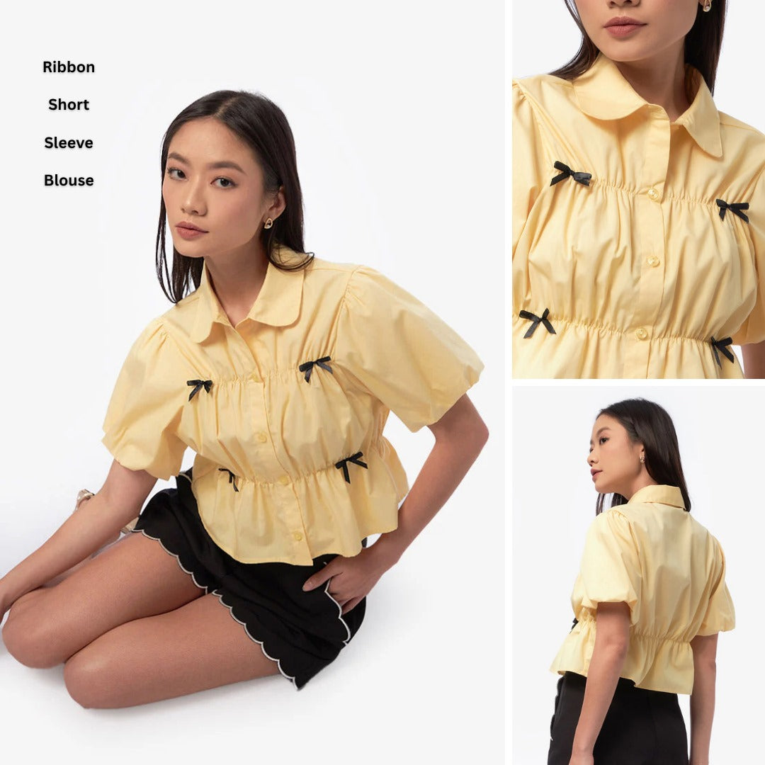 Atasan Blouse Wanita Lengan Pendek (CLB08 RIBBON SHORT BL)