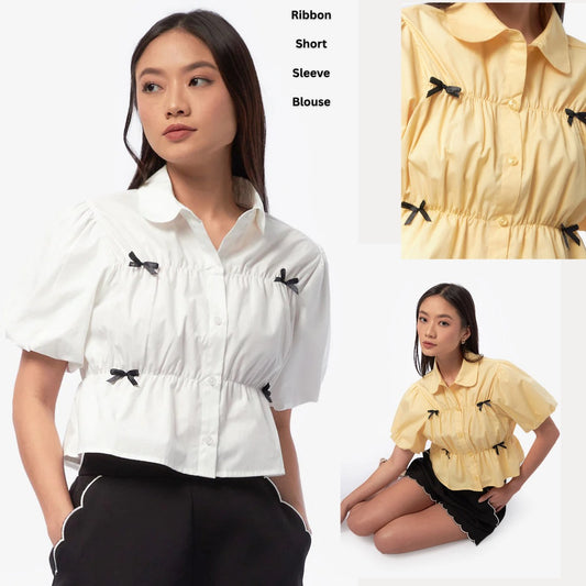 Atasan Blouse Wanita Lengan Pendek (CLB08 RIBBON SHORT BL)