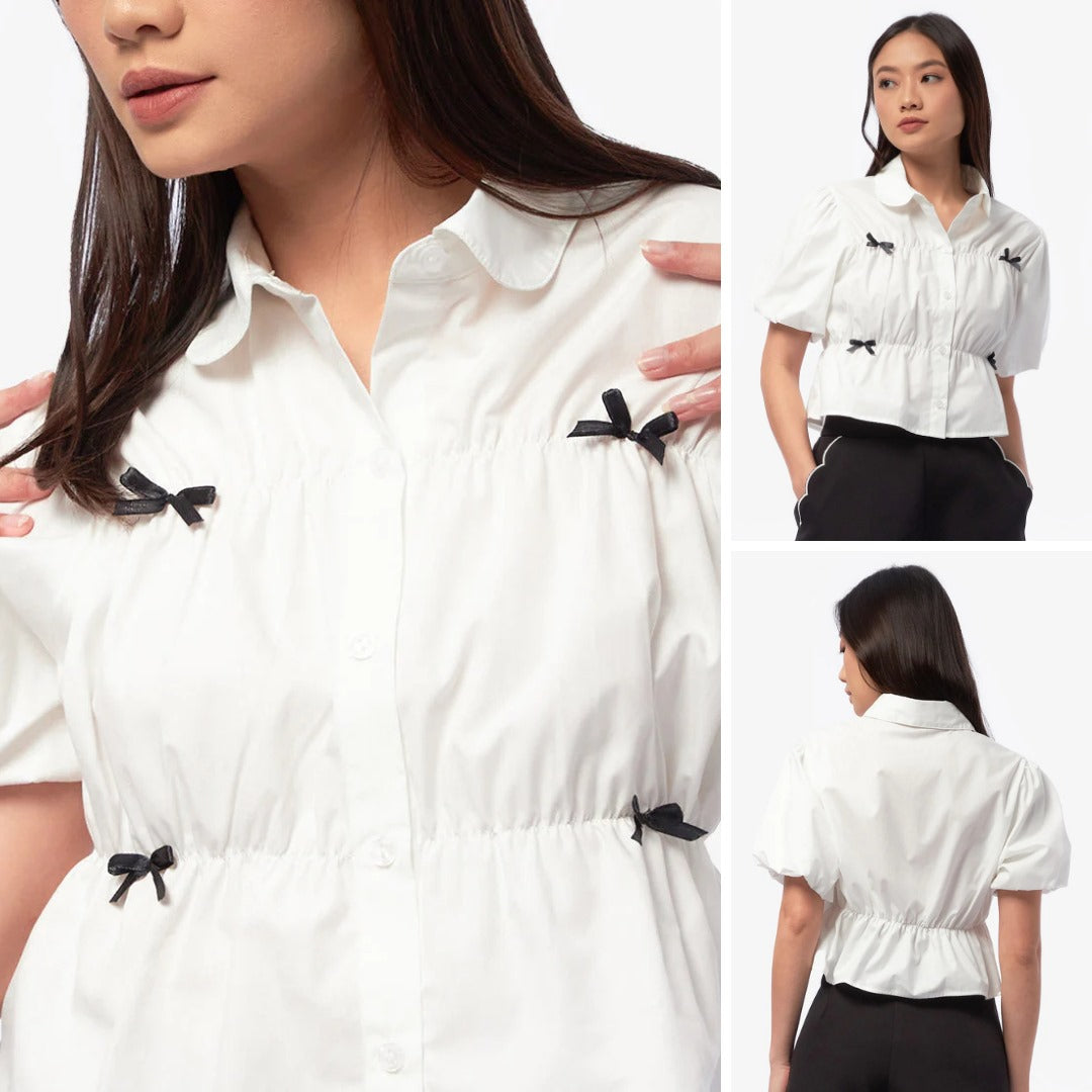 Atasan Blouse Wanita Lengan Pendek (CLB08 RIBBON SHORT BL)