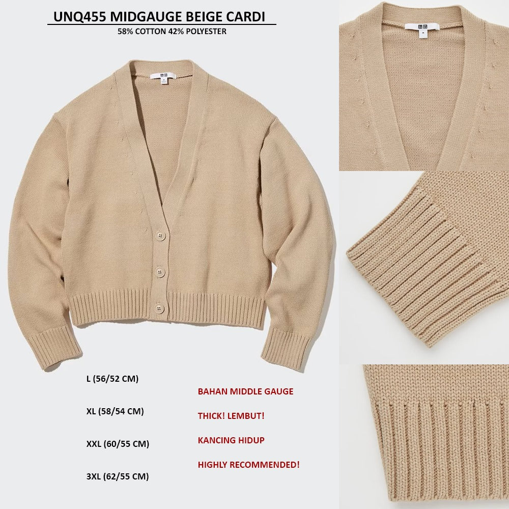 Cardigan Wanita Lengan Panjang (UNQ455 MIDGAUGE CARDI)