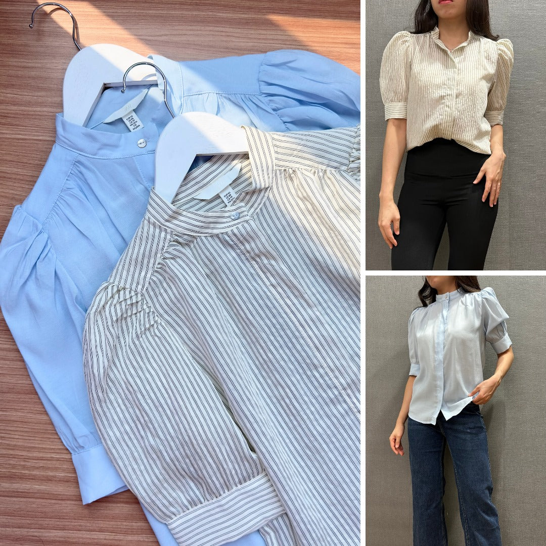 Blouse Wanita Lengan Pendek (HMB565 STAND BUTTON BLOUSE)