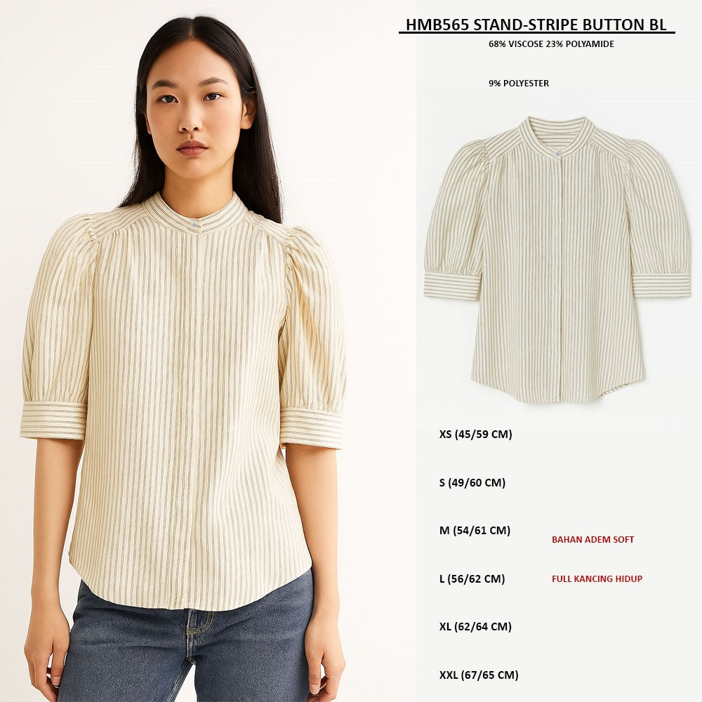 Blouse Wanita Lengan Pendek (HMB565 STAND BUTTON BLOUSE)