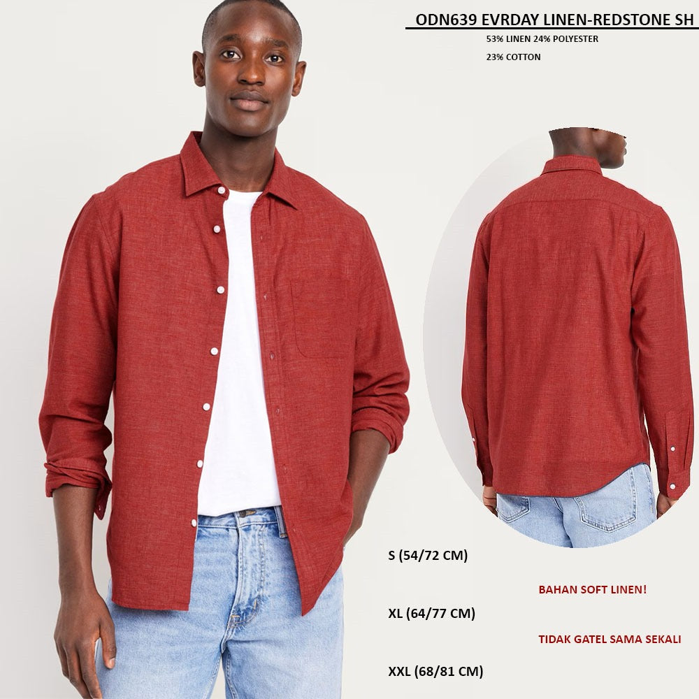 Kemeja Pria Lengan Panjang Soft Linen (ODN639 EVRDAY LINEN SH)