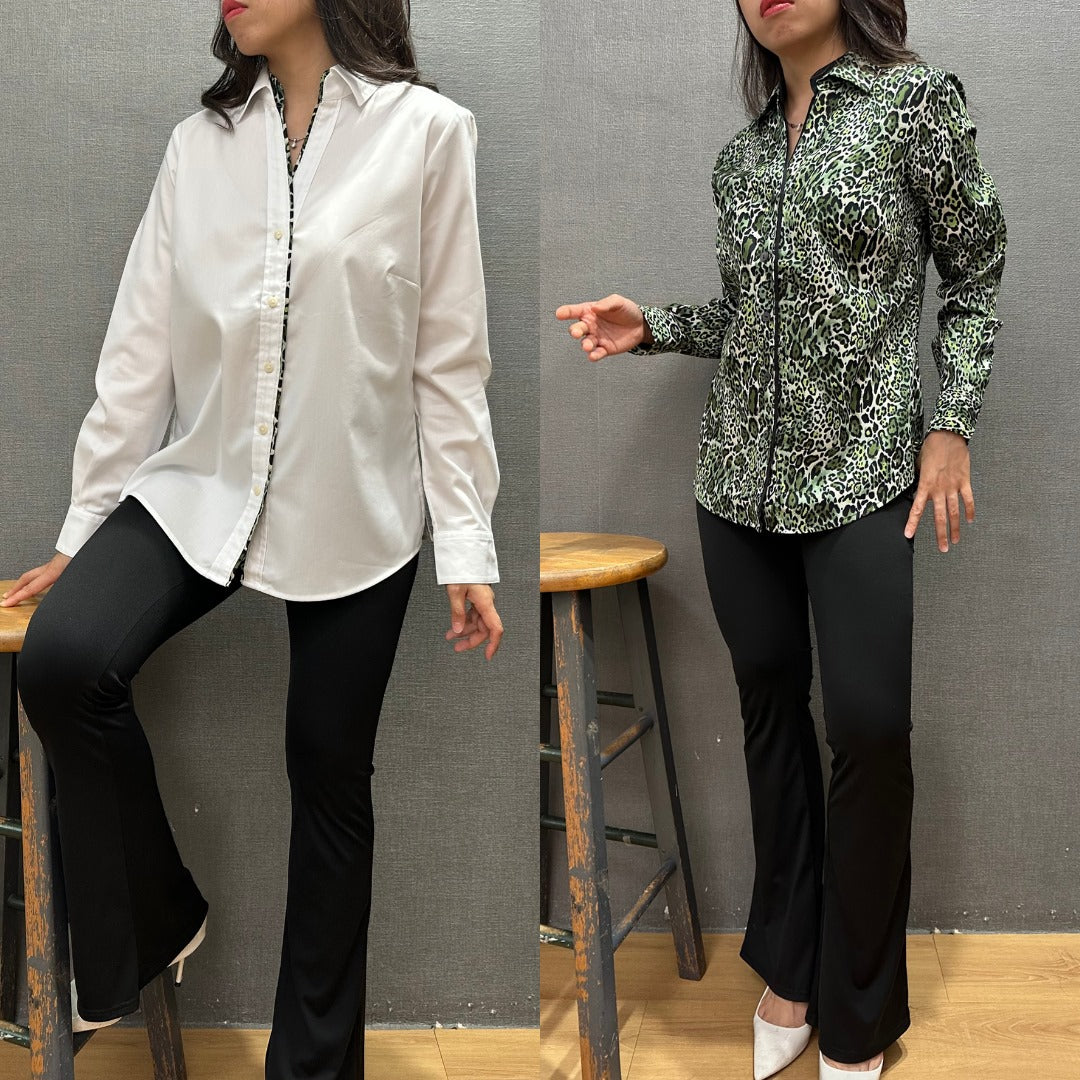 Kemeja Wanita Lengan Panjang Cotton (FOX03 MARLEE COMBI SHIRT)