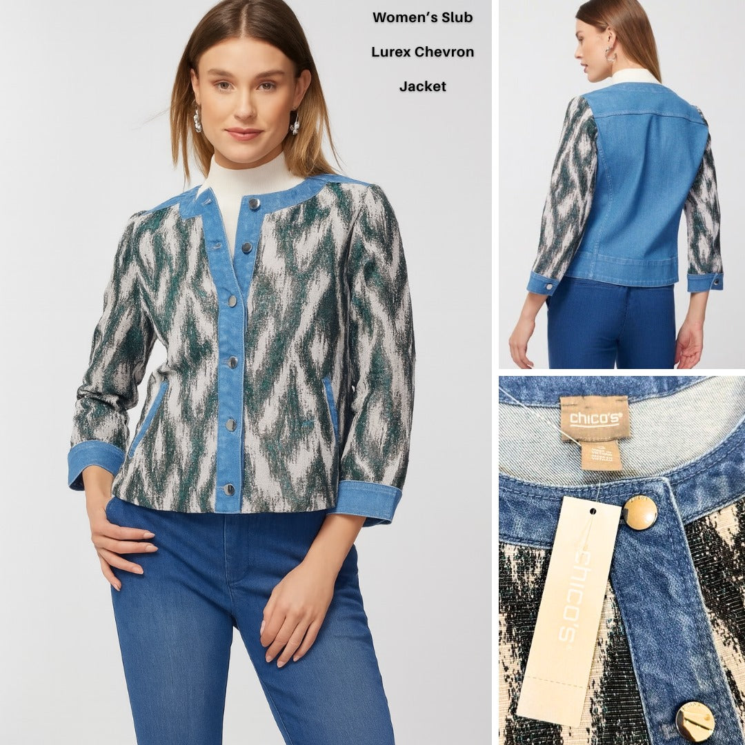 Jacket Denim Wanita Lengan Panjang (CHC11 CHEVRON DENIM JACKET)