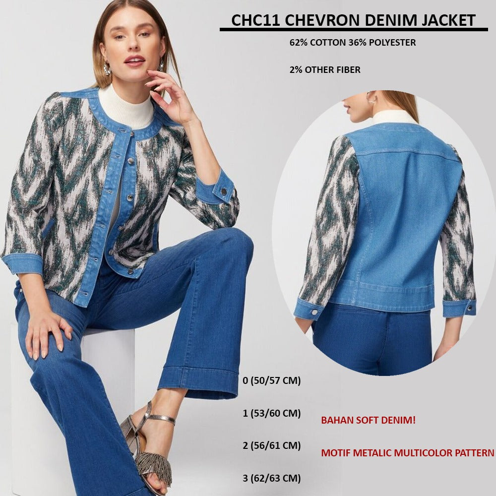 Jacket Denim Wanita Lengan Panjang (CHC11 CHEVRON DENIM JACKET)