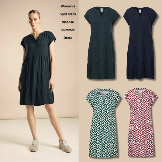 Dress Mini Wanita Lengan Pendek Viscose (SRO05 SPLIT DRESS)