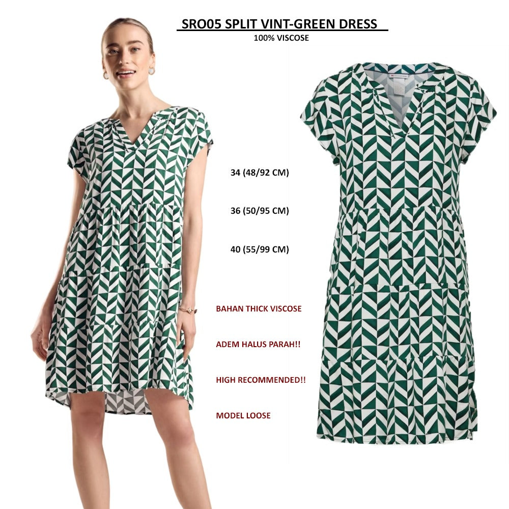 Dress Mini Wanita Lengan Pendek Viscose (SRO05 SPLIT DRESS)