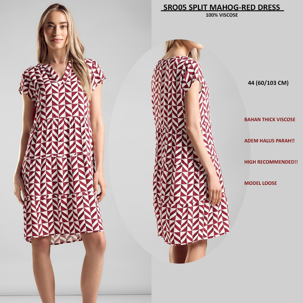 Dress Mini Wanita Lengan Pendek Viscose (SRO05 SPLIT DRESS)