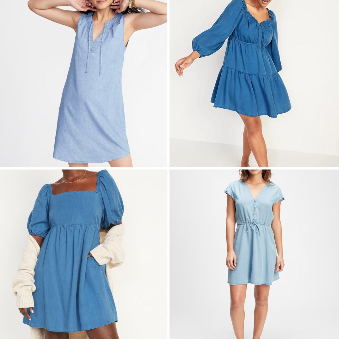 Dress Mini Denim Wanita Soft Denim (ODN644 LYOCELL SWING DRESS)