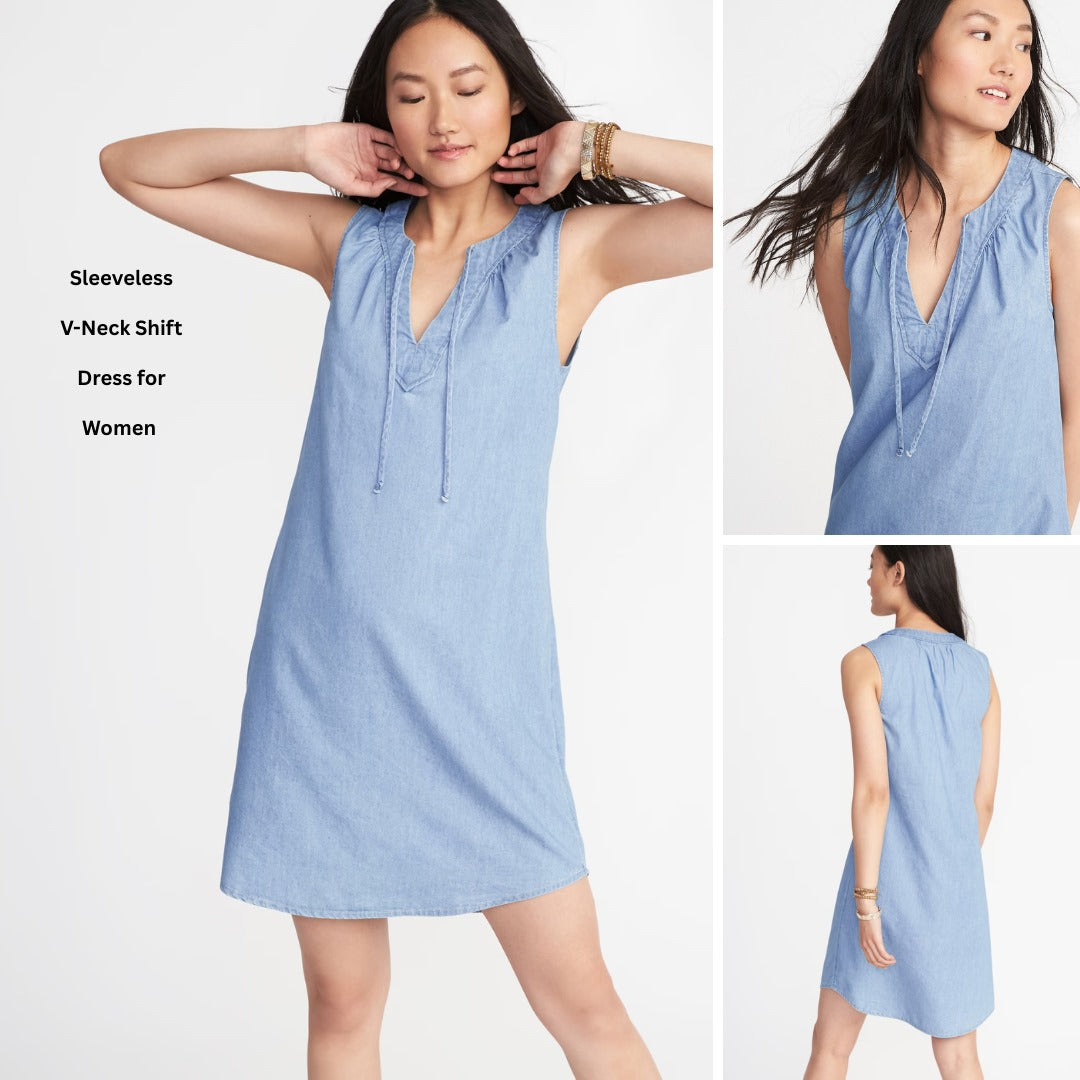 Dress Mini Denim Wanita Soft Denim (ODN644 LYOCELL SWING DRESS)