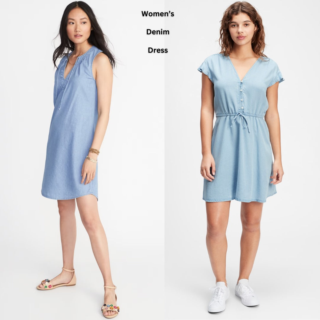 Dress Mini Denim Wanita Soft Denim (ODN644 LYOCELL SWING DRESS)
