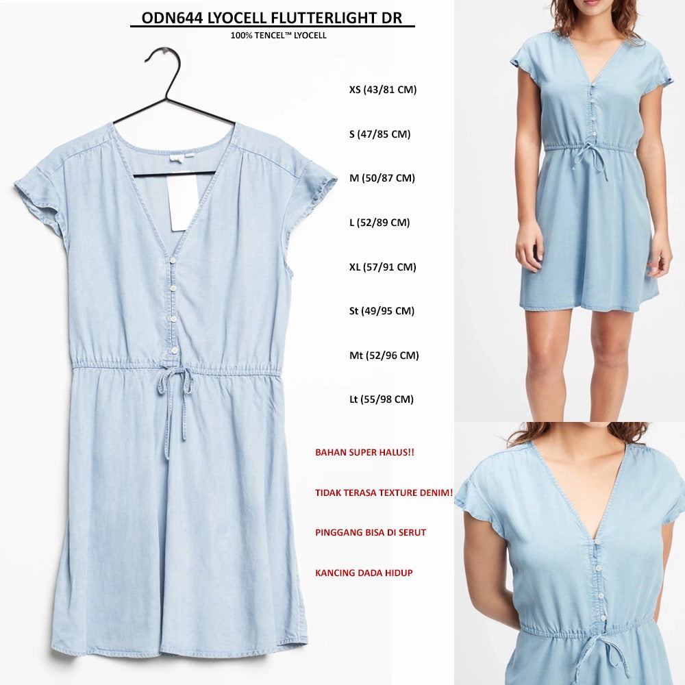 Dress Mini Denim Wanita Soft Denim (ODN644 LYOCELL SWING DRESS)