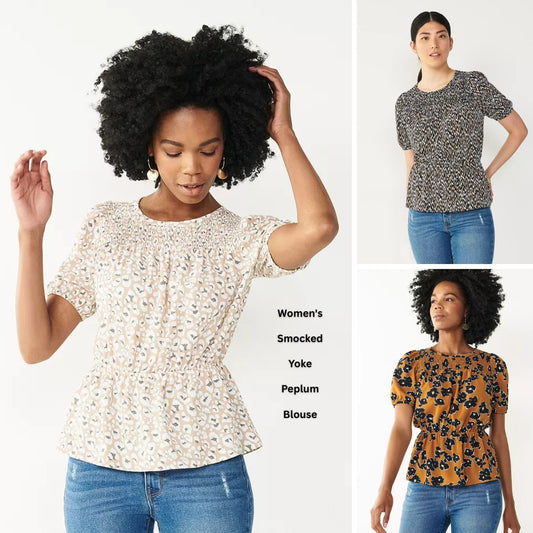 Atasan Blouse Wanita Lengan Pendek (NW31 SMOCKED PEPLUM)