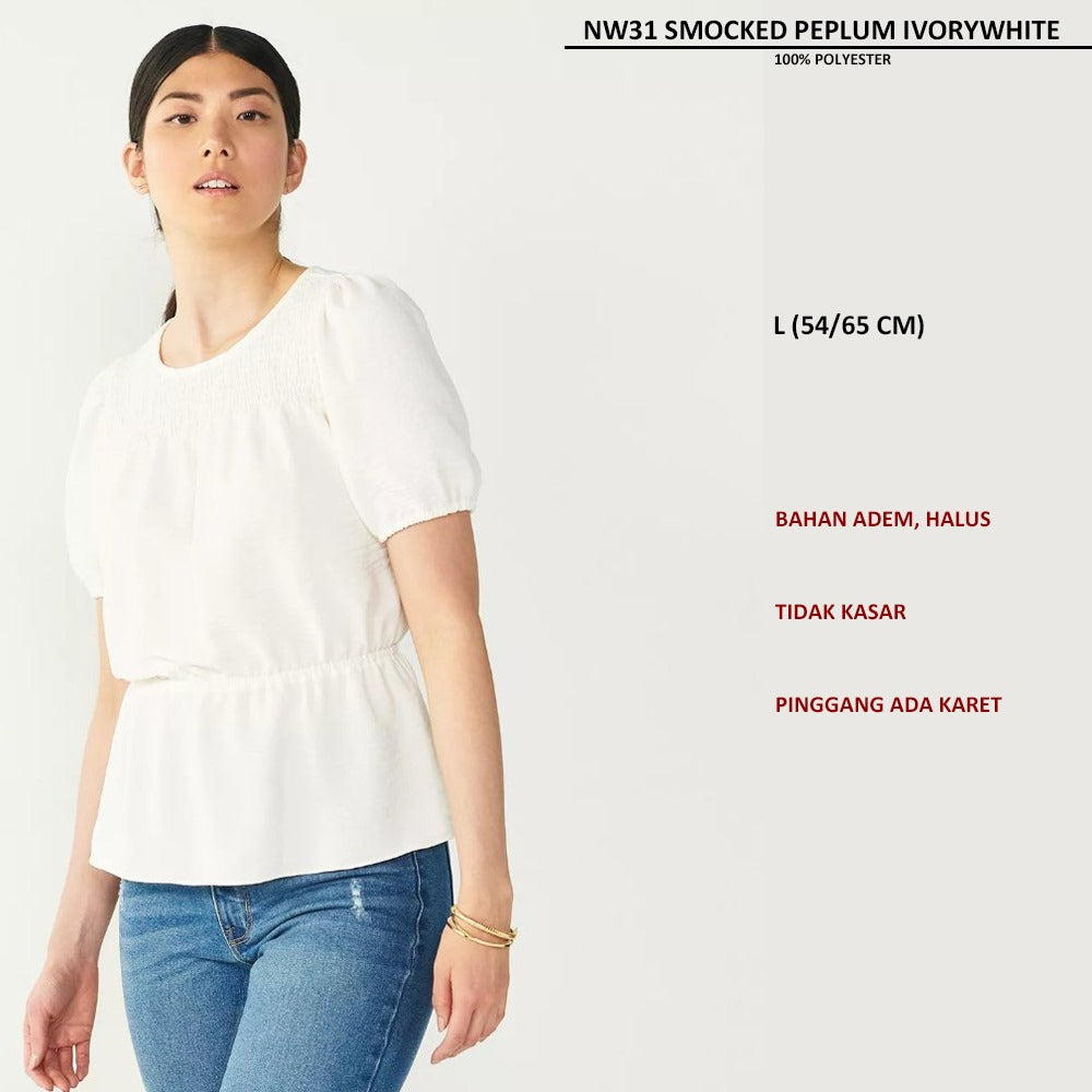 Atasan Blouse Wanita Lengan Pendek (NW31 SMOCKED PEPLUM)