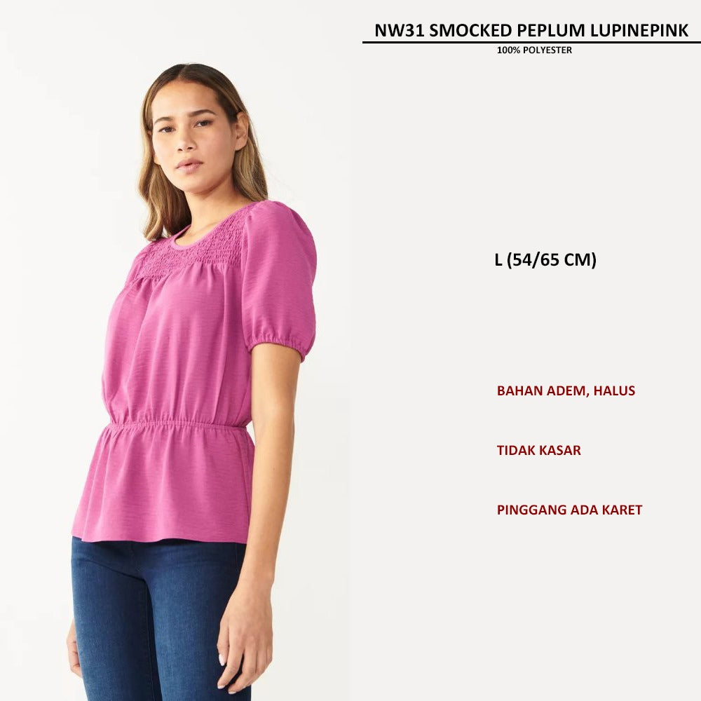 Atasan Blouse Wanita Lengan Pendek (NW31 SMOCKED PEPLUM)