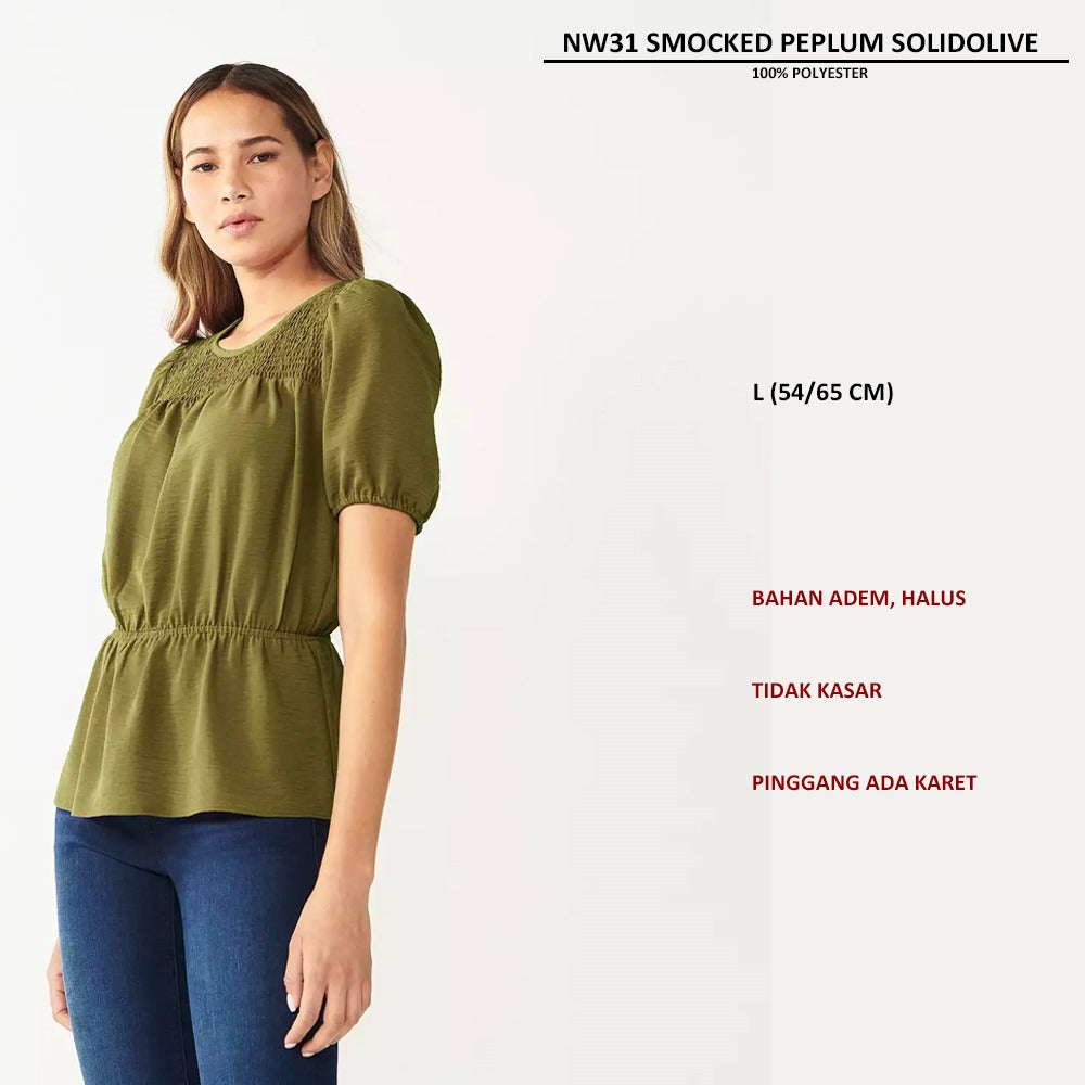 Atasan Blouse Wanita Lengan Pendek (NW31 SMOCKED PEPLUM)