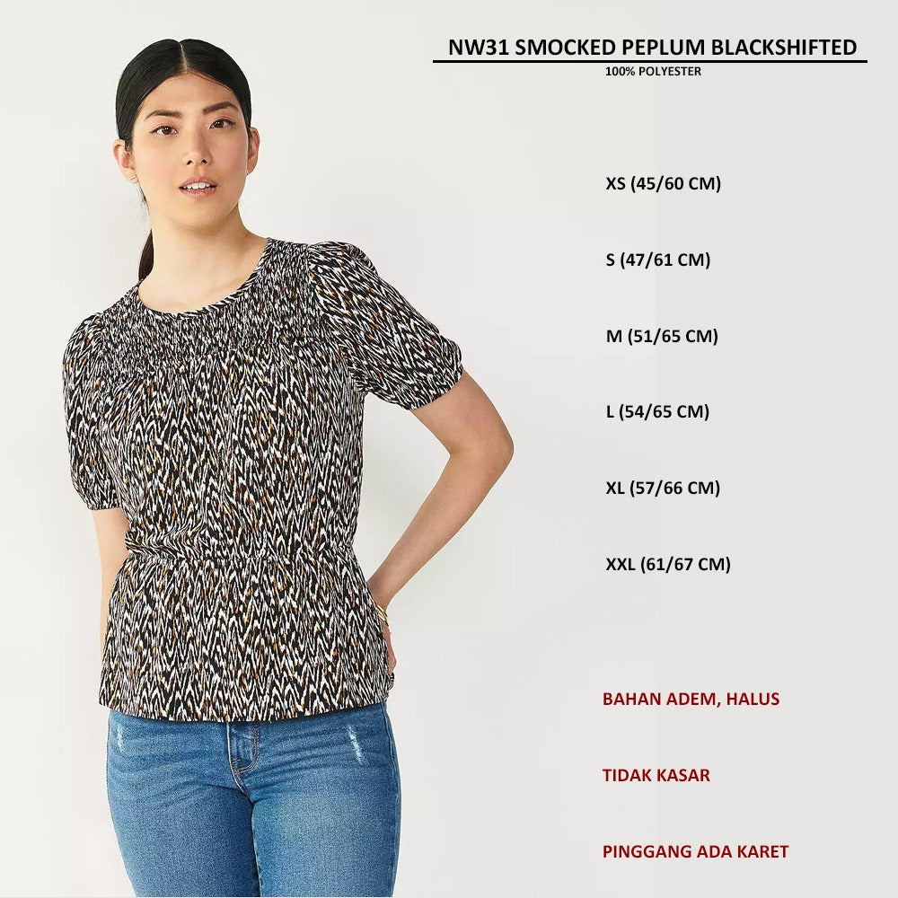 Atasan Blouse Wanita Lengan Pendek (NW31 SMOCKED PEPLUM)
