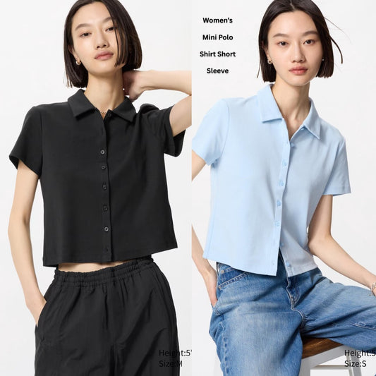 Atasan Polo Wanita Lengan Pendek Fitted (UNQ457 MINI POLO SHIRT)