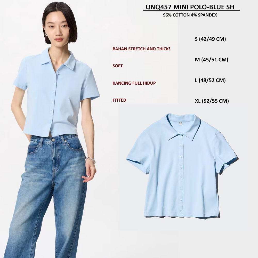 Atasan Polo Wanita Lengan Pendek Fitted (UNQ457 MINI POLO SHIRT)